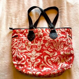 Estée Lauder canvas summer bag with leather handles